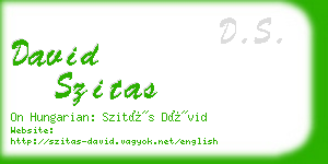 david szitas business card